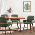 LUNLING Mid Century Modern Faux Leather Dining Chairs Set of 4,Green Upholstered Seat,Metal Legs,Adjustable Foot for Kitchen Dining Room Desk Chairs