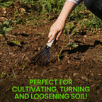 Garden Guru Hand Rake Cultivator Claw Soil Tiller - Military Grade Steel - Rust Resistant - 5 Tine Japanese Ninja Claw - Comfortable Wood Handle - Perfect Pulverized and Aerated Soil (2 Pack)