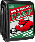 Tarp 15x15 ft Heavy Duty 100% Waterproof 10mil,UV Resistant,Durable Grommets and Reinforced Edges Green/Black Tarp for Camping, Swimming Pools,Car Coverage -by MVPNET