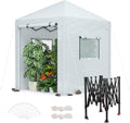 WORKPRO Greenhouse, 94" x70" x98" Instant Pop-up Heavy Duty Gardening Green House Canopy with Robust PE Cover, Indoor Outdoor Plant House Shed with Roll-up Entry Doors and 2 Screen Windows
