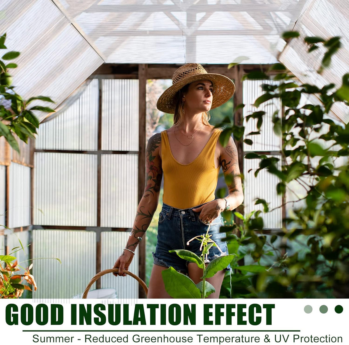 Tatuo 36 Pack 4' X 2' X 0.16'' Polycarbonate Greenhouse Panels Polycarbonate Sheets Twin-Wall Roof Panels Waterproof UV Protected Clear Corrugated Plastic Roofing for Greenhouse Replacement