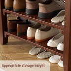 Shoe Rack Bench Mid Century Modern 2-Tier Shoe Rack Organizer for Entryway Hallway or Living Room Farmhouse Rustic Wooden Seat Bench Brown 11.8" Dx39.4 Wx16.5 H