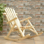Casart Log Rocking Chair Wood Porch Rocker Lounge Patio Deck Balcony Furniture Rustic Single Rocker Natural