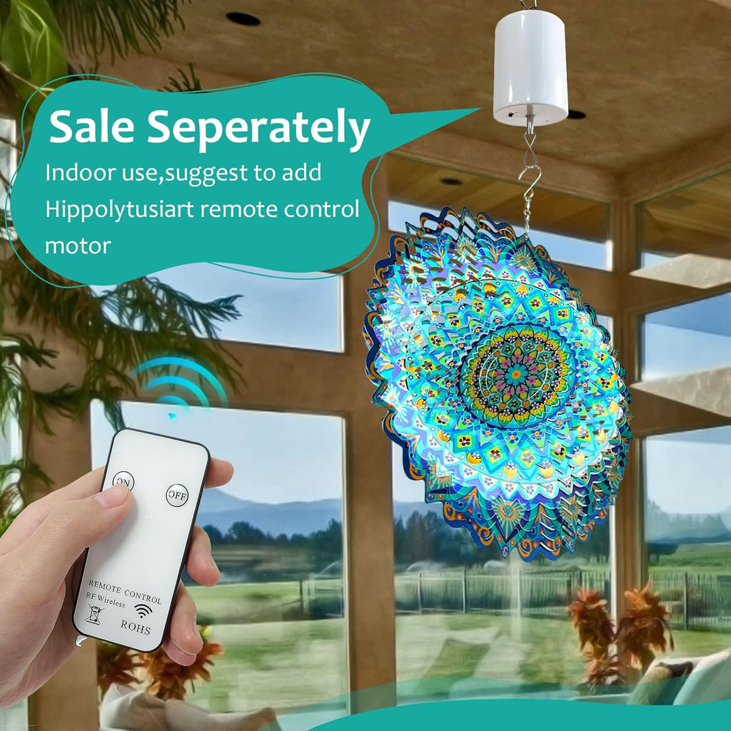 Wind Spinner Mandala Peacock Blue Ocean,Wind Spinner for Yard and Garden,Gifts for Women Mom Grandma Wife Father,12Inch 3D Kinetic Yard Art Decorations Outdoor&Indoor Christmas Decor