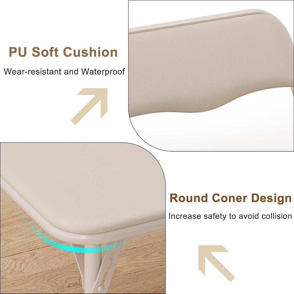 GAOMON Boys and Girls Folding Table and Chairs Set of 3, Portable Table and Chair with Pu Soft Cushion, No Installation Required, Suitable for Eating, Reading and Playing