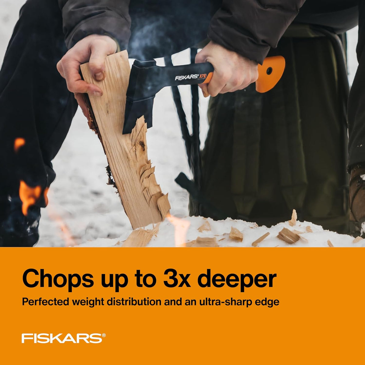 Fiskars X7 Hatchet Lightweight Wood Splitter for Small to Medium Size Kindling with Proprietary Blade and Shock-Absorbing FiberComp Handle, Lawn and Garden Tool, 14 inch, 1.5 pounds