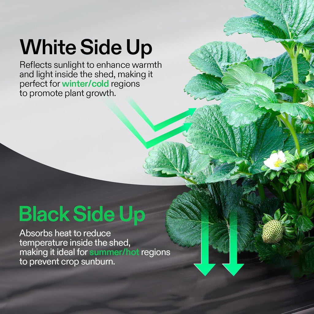 VIVOSUN Black and White Panda Film, 10’ x 50’ 5.5 Mil Poly Film, Blackout Tarp for Warm House