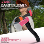 KSEIBI Hatchet with Sheath, Camping Axe for Splitting and Kindling Wood, Forged Steel Blade with Anti-Slip and Shock Reduction Handle Great Throwing Hatchets Pink