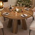 IDEALHOUSE 47" Round Dining Table for 4-6, Wood Kitchen Table with Sturdy Base, Farmhouse Circle Dinner Table for Dining Room, Living Room, 4 Strong Legs, Walnut