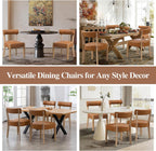 ZJhome Modern Dining Chairs Set of 6– Mid-Century Modern Faux Leather Upholstered Kitchen & Dining Room Chairs with Curved Back, Oversized Rounded Seat, Sturdy Wood Frame, Brown