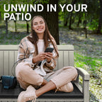 EconoHome 2 Seat Outdoor Storage Bench with Rain Cover - 60 Gallon Capacity - Weatherproof Resin Bench for Patio, Porch, Garden, Yard, Pool Area - Furniture for Pool Accessories, Gardening Tools
