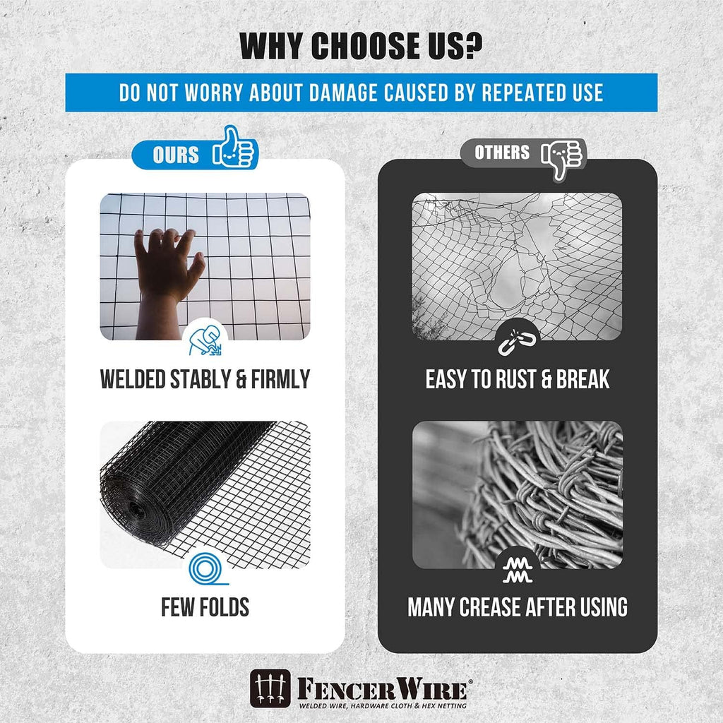 Fencer Wire 16 Gauge Black Vinyl Coated Welded Wire Mesh Size 1.5 inch by 1.5 inch (4 ft. x 50 ft.)