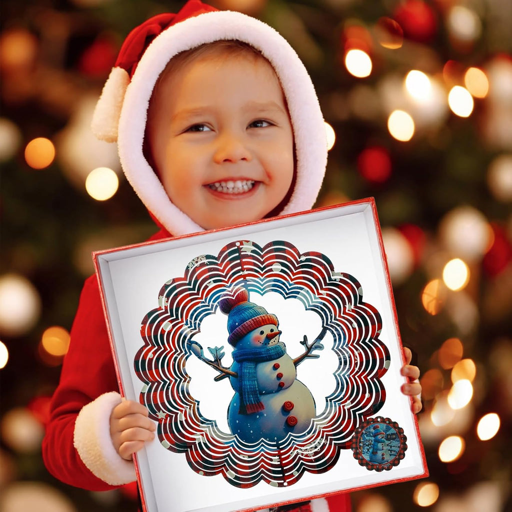 3D Snowman Wind Spinners for Yard and Garden Christmas Decor 12 Inch Outdoor Metal Stainless Steel Wind Spinner Unique Gift Xmas Wind Sculptures