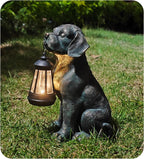Solar Resin Dog Statue - Garden Art Figurine Dog for Yard Patio Lawn Balcony Decor, Home Houses Holiday Lighting, Outdoor Decoration, Unique Birthdays Ideal Gifts for Mom Grandma Women Wife Sister