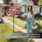 SenflameLarge Outdoor Metal Wind Spinner,Two-Way Wind Sculptures,360 Degrees Kinetic Wind Spinners Yard Art Decor for Patio, Lawn & Garden 63 * 13.4 Inches