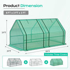 BPS 6x3x3 ft Mini Garden Greenhouse with 3 Dual Covers (PE & PVC & Mesh) Waterproof, UV-Protected Portable Grow Tent for Flowers, Vegetables, and Herbs in All Seasons