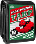 Tarp 10x12 ft Heavy Duty 100% Waterproof 10mil,UV Resistant,Durable Grommets and Reinforced Edges Green/Black Tarp for Camping, Swimming Pools,Car Coverage -by MVPNET