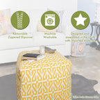 Majestic Home Goods Sea Horse Indoor/Outdoor Bean Bag Ottoman Pouf Cube, 17" L x 17" W x 17" H, Navy