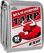 Tarp Heavy Duty 8x10ft Waterproof Tarps,10mil Uv Resistant,Multipurpose Silver/Black Tarps for Cars,Camping,Roof,Ship,Garden.by-MVPNET