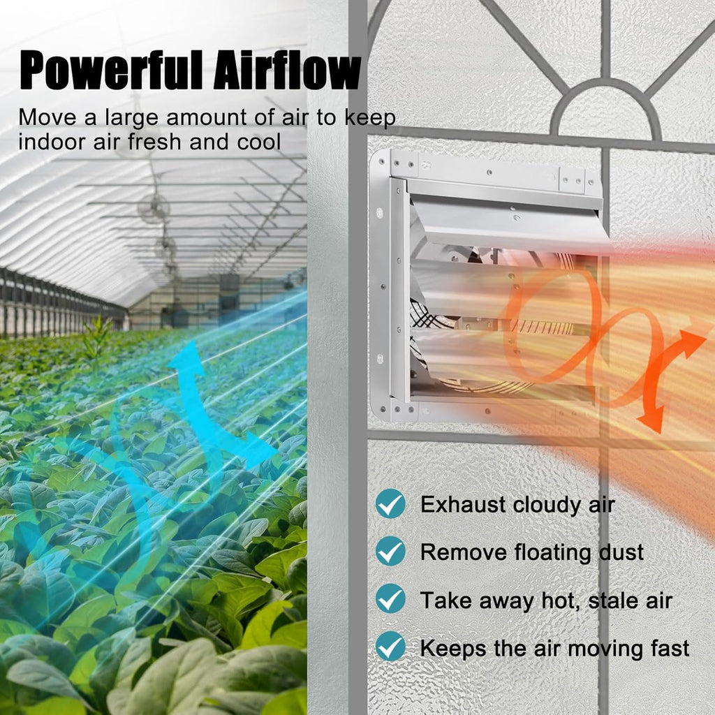 Criditpid 7 Inch Shutter Exhaust Fan, Wall Mounted Vent Fan for Greenhouse, Shed, Garages, Basement, Shop, Chicken Coop, 760 CFM High Speed Exhaust Fan with Speed Controller and 1.8M Power Cord Kit