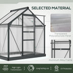 Outsunny 6' x 4' Greenhouse for Outdoors, Polycarbonate Greenhouse with Rain Gutter and Roof Vent, Aluminum Walk-in Green Houses for Outside for Patio Backyard Garden, Gray