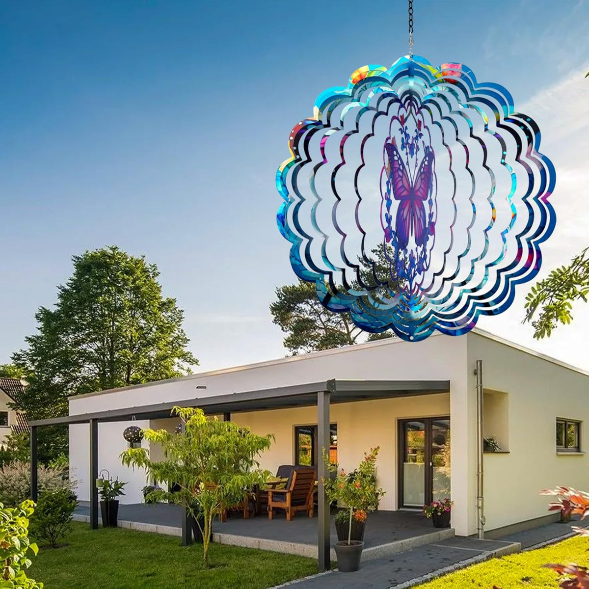 Butterfly Wind Spinners Outdoor - 12 inch from Daughter, Birthday Gifts for Women, Butterflies Outdoor Hanging Wind Sculptures, Garden Decor for Outside, Patio, Yard, Lawn, Balcony