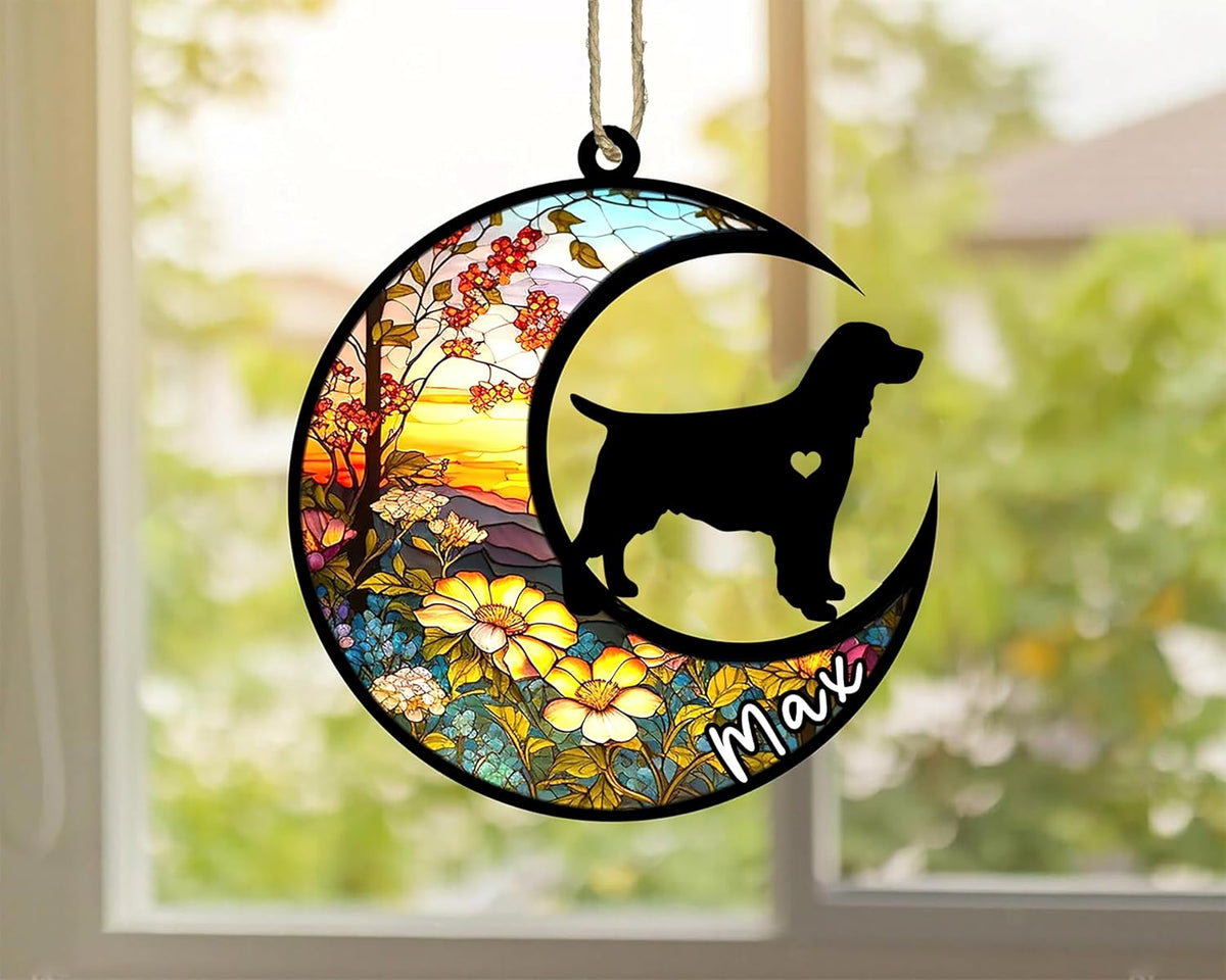 Personalized Dog Memorial, Custom Name English Springer Spaniel Dog Christmas Ornament with Name, Custom Breeds, Pet Loss Light Catcher, Gifts for Lovers Loss of Pet Sympathy on Mothers Day Christmas