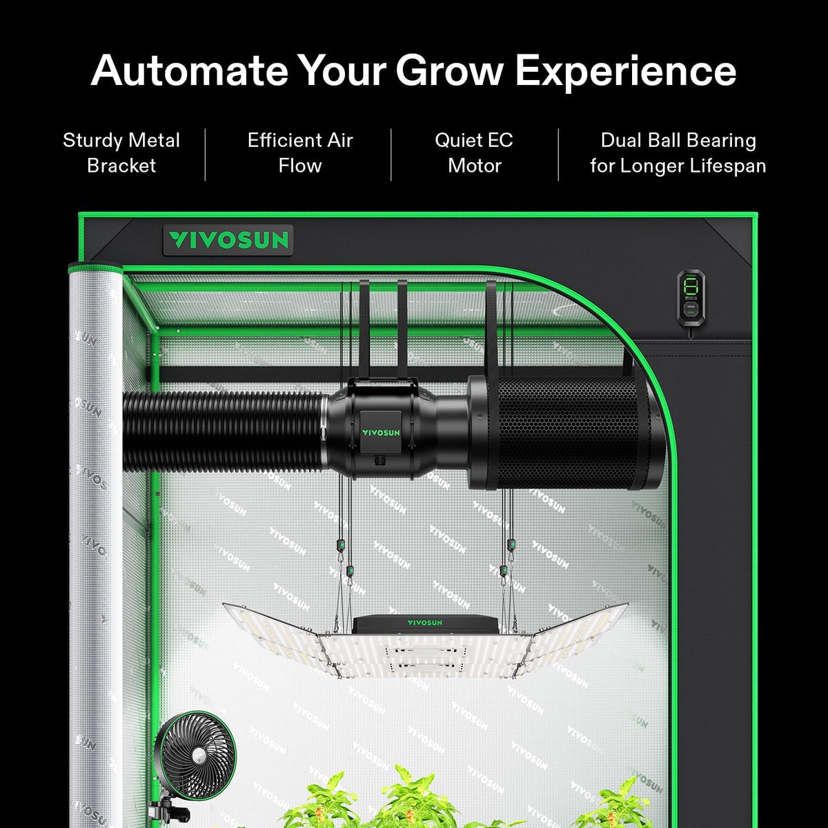VIVOSUN Smart Air Filtration G6 Kit 6", AeroZesh G6 Inline Duct Fan with E12 Speed Controller, Carbon Filter & 8' Ducting, Cooling & Ventilation System for Grow Tents, Indoor Gardening, Hydroponics