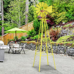 Garden Windmill for Yard Decor, 8 ft Tall Metal Windmill with Spinning Blades, Weather-Resistant Outdoor Windmill for Lawn, Farmhouse, Rustic & Farm Decor,Yellow