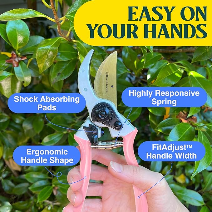 Haus & Garten ClassicPRO 8.5" Premium Titanium Bypass Garden Shears - Use as Pruners, Pruning Shears for Gardening, Hand Pruners, Handheld Garden Clippers, Scissors for Women