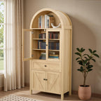 GDFStudio 71'' Arched Kitchen Pantry Cabinet, Wooden Pantry Cabinets for Kitchen Storage, Kitchen Storage Furniture with Adjustable Shelves, Multi-Functional Bookcase for Living Room, Oak