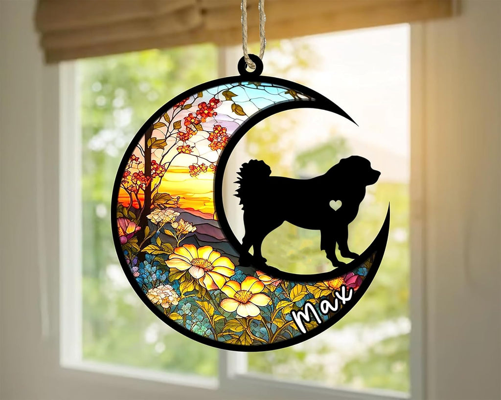 Personalized Dog Memorial, Custom Name Caucasian Shepherd Dog Christmas Ornament with Name, Custom Breeds, Pet Loss Light Catcher, Gifts for Lovers Loss of Pet Sympathy on Mothers Day Christmas