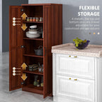 Modern 63 inch Pantry Storage Cabinet with Two Doors and Five Tier Shelves Focusing on Sleek Kitchen Organization and Space-Saving Solutions