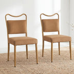 Velvet Dining Chairs Set of 4, Upholstered Dining Chairs with Wood Grained Metal Frame, Mid Century Modern Velvet Chairs for Dining Room, Kitchen and Restaurant,Velvet Brown