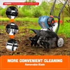 SENIX 4QL 4-Cycle Gas Powered Tiller Cultivator, 46cc Full Crank Engine, 15-Inch Tilling Width, 8-Inch Tilling Depth, Easy Start, Foldable Handles for Compact Storage (TL4QL-L1)