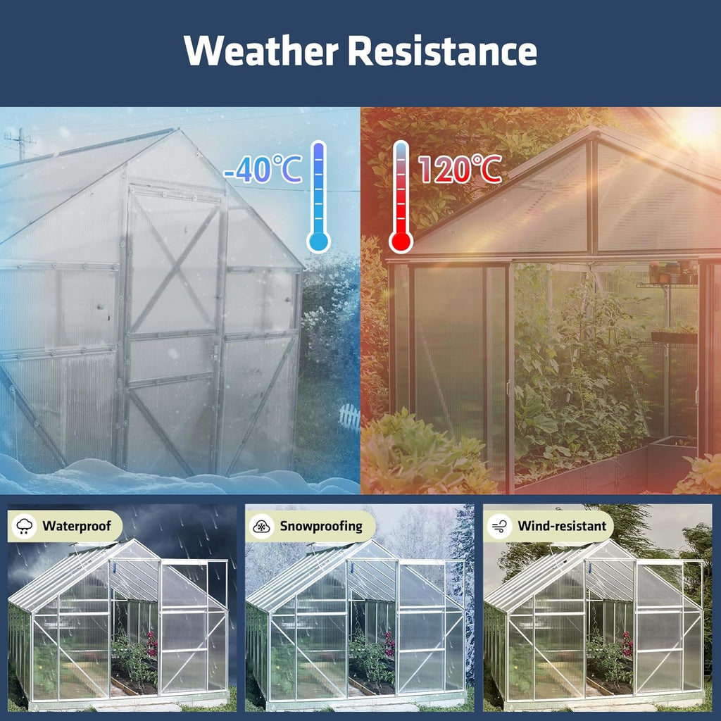 UMIG 6 PCS 4'x 2'x 0.24'' Polycarbonate Greenhouse Panels, Twin-Wall Waterproof UV Protected Corrugated Plastic Roof Panels Sheets, Clear Replacement Panels for Greenhouse, Outdoor, Plant