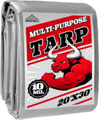 Tarp Heavy Duty 20x30ft Waterproof Tarps,10mil Uv Resistant,Multipurpose Silver/Black Tarps for Cars,Camping,Roof,Ship,Garden.by-MVPNET