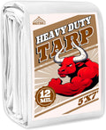 Tarp 5x7 ft Heavy Duty 12mil 100% Waterproof High Durability Multipurpose,Uv Resistant,White Tarp Suitable for Swimming Pools, Boats, Camping, Courtyards, Etc -by MVPNET