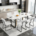 Dining Chairs Set of 2, Upholstered Velvet Dining Room Chairs Kitchen Chairs with Thick Cushion, Soft Backrest, Metal Legs, Modern Accent Side Chair for Home Living Room Bedroom, White