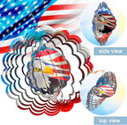 American Flag Wind Spinner - Patriotic Eagle Design | 12In 3D Holographic Hanging Wind Sculptures & Spinners, Outdoor Yard & Garden Decor for 4th of July, Memorial Day | Gift for Men, Women