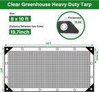 Berlune 3 Pack Clear Greenhouse Heavy Duty Tarp, 8 x 10 ft Clear Waterproof Cover, 14 Mil Plastic Mesh Cover UV Resistant Poly Tarp with Grommets for Gardening, Farming, Nursery Outdoor Event