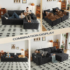 108" Modular Sectional Cloud Couch for Living Room Deep Seat L Shapes Couch with Oversized Chaise Lounge, Comfy Memory Foam Flannel Fabric Sofa for Bedroom Apartment, No Assembly Required