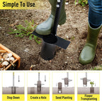 Jardineer Bulb Planter Tool Long Handle, Heavy Duty Stainless Steel Garden Transplanter with Ergonomic Handle, Ideal for Planting Bulbs, Seedlings, Flowers & Vegetables, Durable Gardening Hand Tool