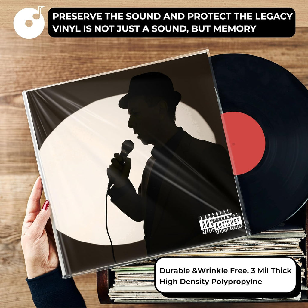 100 Pieces 12.79" x 12.79" Record Outer Sleeves Acid Free 3 Millimeter Thick Clear & Wrinkle Free