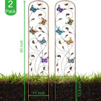SUNNYPARK Set of 2 Butterfly Metal Garden Trellis for Climbing Plants, Decorative Vegetables Flowers Vine Trellis for Outdoor Patio 60'' H x 11'' W