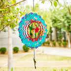 Wind Spinners Hanging, 12 Inches 3D Kinetic Hummingbird Wind Spinner for Yard and Garden Decor Stainless Steel Indoor Outdoor Decor Laser Cut Art Garden Metal Wind Sculptures & Spinners Decorations