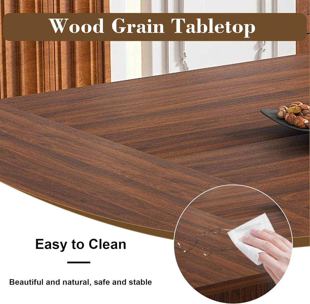 78.74" Dining Table Set for 8 with Storage Cabinet, Large Rectangular Dining Table Set with 8 Upholstered Chairs, 9 Piece Walnut Dining Room Table and Chairs Set for Big Family