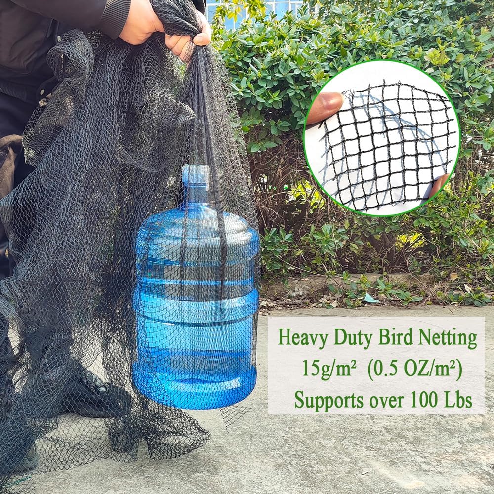 25X50 FT Bird Netting for Chicken Coop, 1 in Mesh, Woven Chicken Netting Roof Mesh Cover Garden Protection for Vegetables, Blueberry, Strawberry Plants, Fruit Trees.
