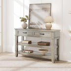 GarveeHome Entryway Table, Console Table with 2 Storage Drawers, 3 Tier Farmhouse Wooden Sofa Table, Hallway Tables for Entryway, Living Room-Grey