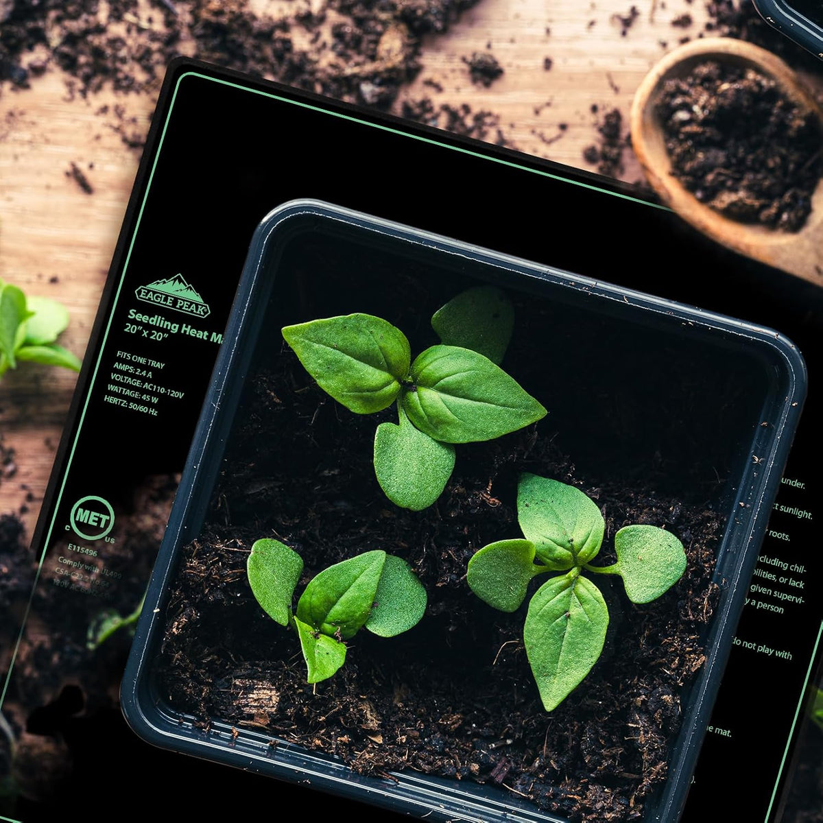 EAGLE PEAK Waterproof Seedling Heat Mat 20" x 20", UL & MET-Certified Heating Pad for Seed Starting, Germination, and Hydroponic Gardening, Includes (1) Warming Mat